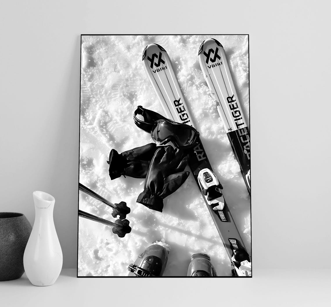 Vintage Apres Ski Poster, Black and White, Ski Lodge Decor, Vintage Ski ...