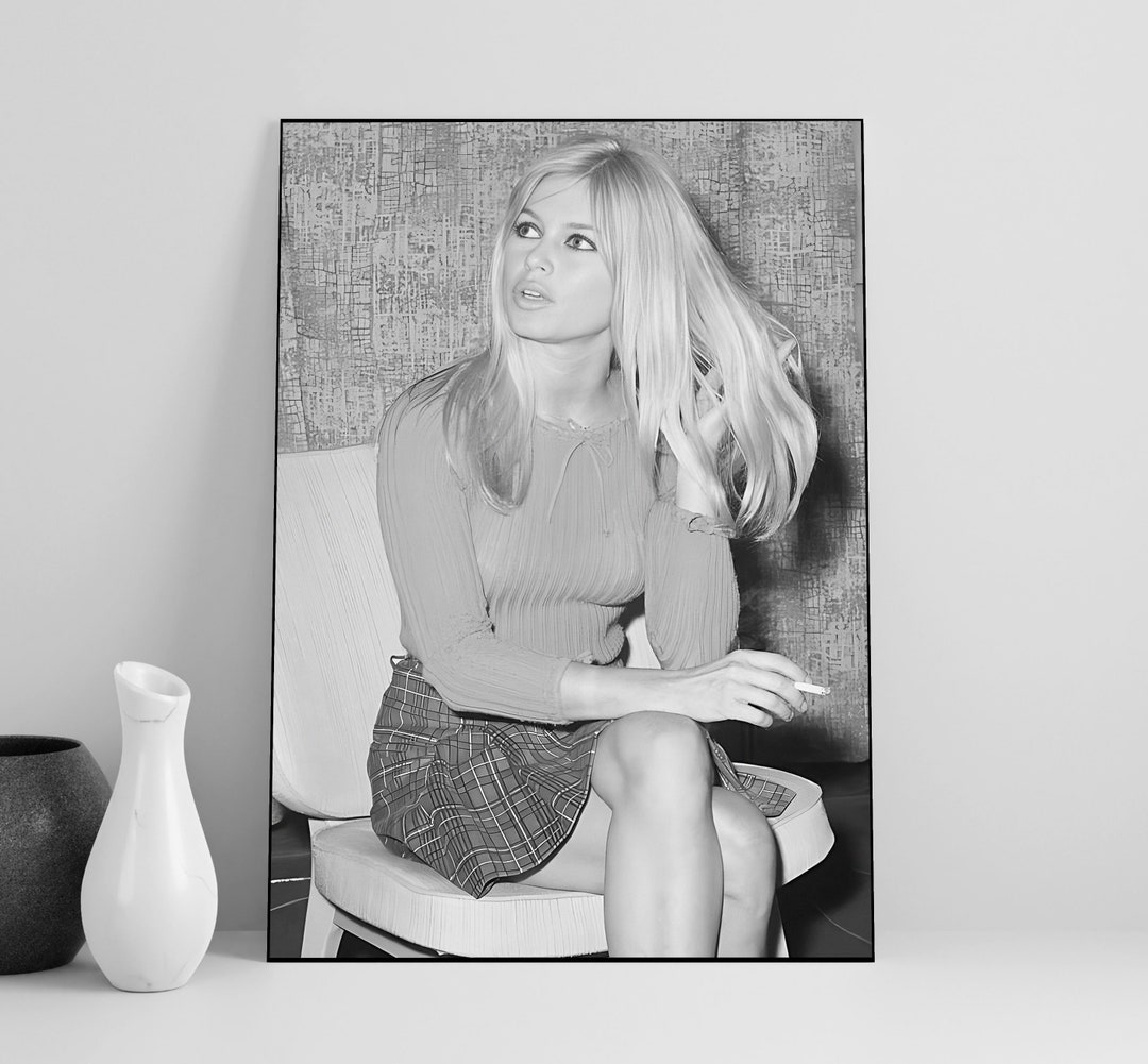Brigitte Bardot Smoking Print Black and White Brigitte - Etsy