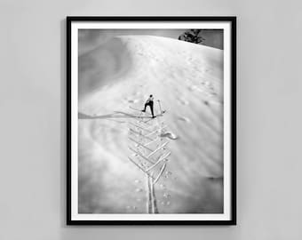 Vintage Ski Climbing Print, Black And White, Ski Room Decor, Skiing Wall Art, Ski Photo Print, Digital Download, Printable Skiing Wall Art