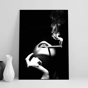 Woman Smoking Print, Black And White, Hypebeast Poster, Fashion Wall Art, Luxury Prints, Digital Download, Trendy Room Decor, Y2k Poster