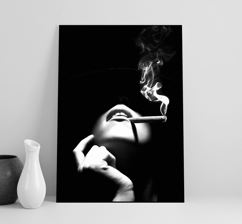 Woman Smoking Print, Black And White, Hypebeast Poster, Fashion Wall Art, Luxury Prints, Digital Download, Trendy Room Decor, Y2k Poster
