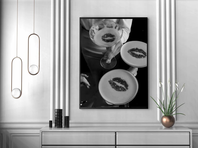 Vintage champagne Glass Print, Black And White, Bar Cart Poster, Cocktail Wall Art, Luxury Poster, Vintage Bar Decor, Digital Download
