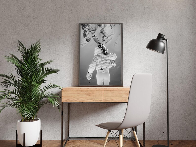 Vintage Apres Ski Print, Black and White, Ski Lodge Decor, Skiing ...