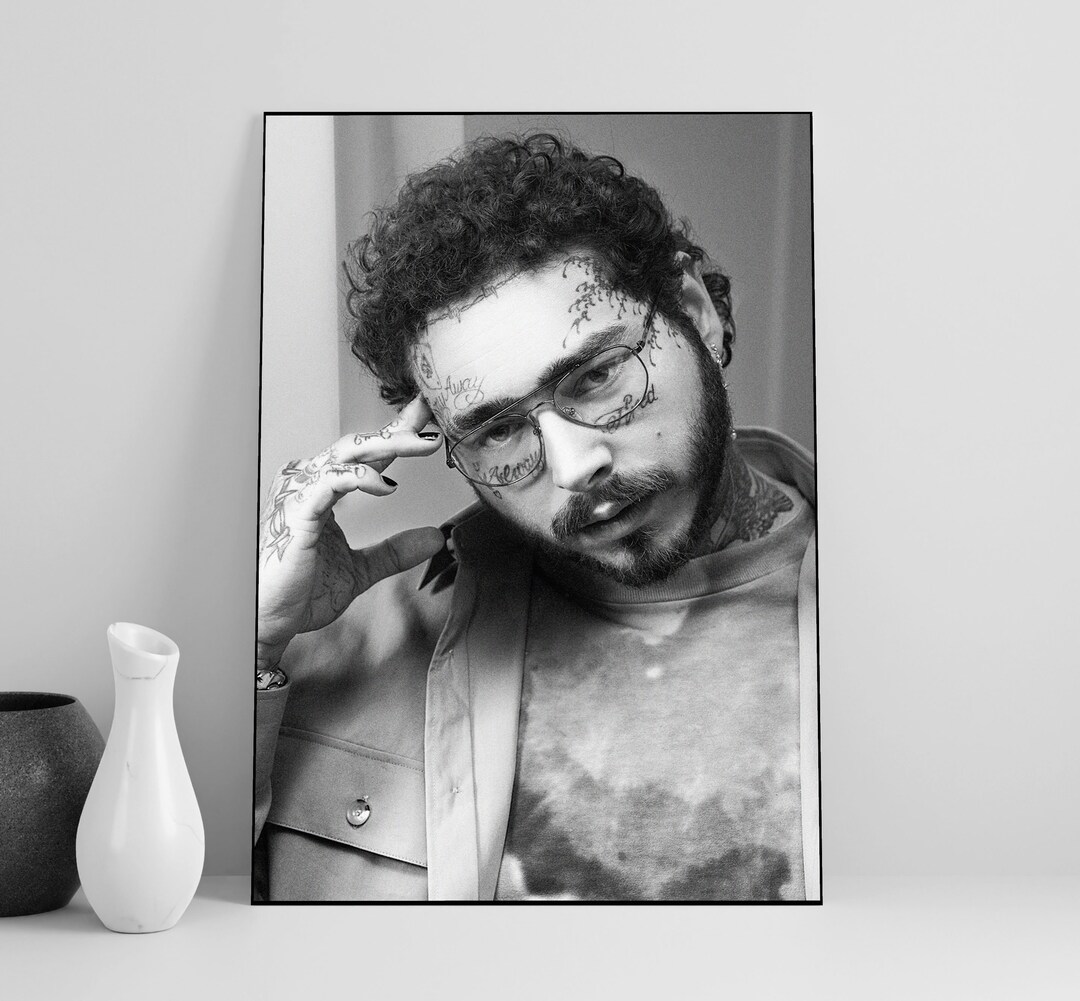 Post Malone Poster Print, Black and White, Post Malone Merch, Rapper