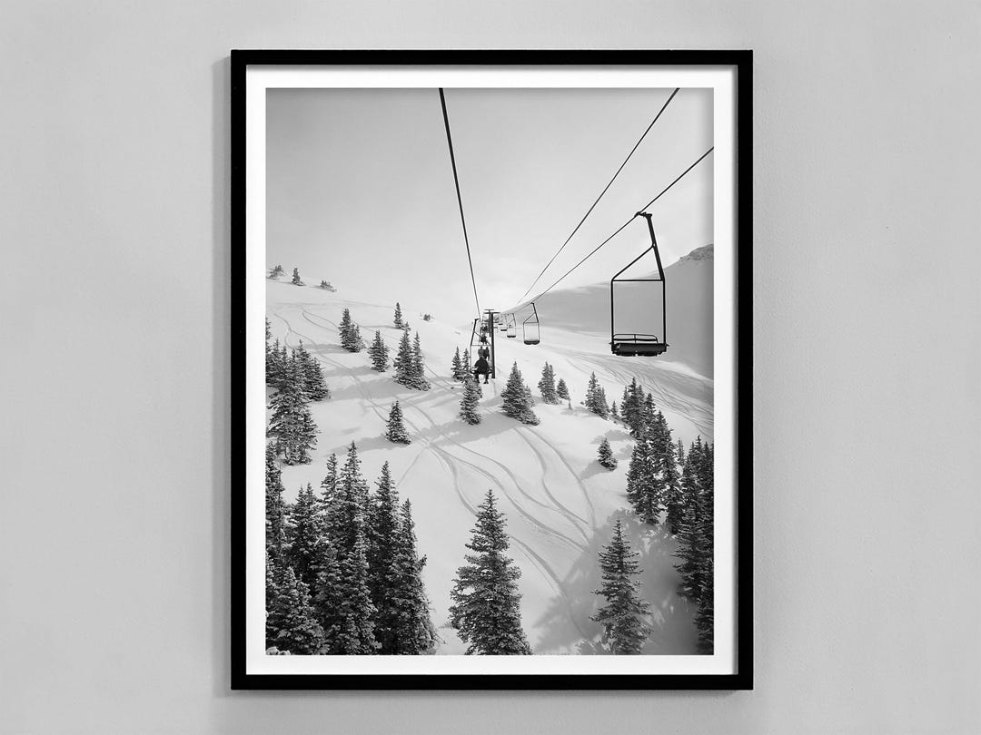 Vintage Ski Lift Photo Print, Black and White, Ski Home Decor, Apres ...