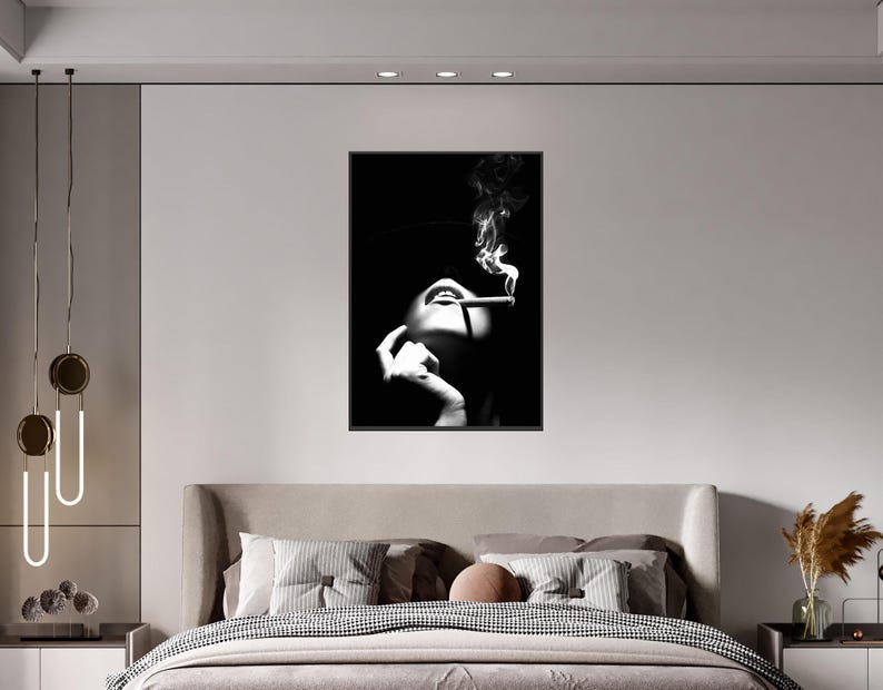 Woman Smoking Print, Black And White, Hypebeast Poster, Fashion Wall Art, Luxury Prints, Digital Download, Trendy Room Decor, Y2k Poster