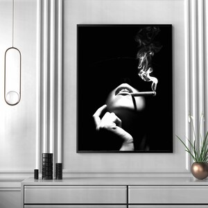 Woman Smoking Print, Black And White, Hypebeast Poster, Fashion Wall Art, Luxury Prints, Digital Download, Trendy Room Decor, Y2k Poster