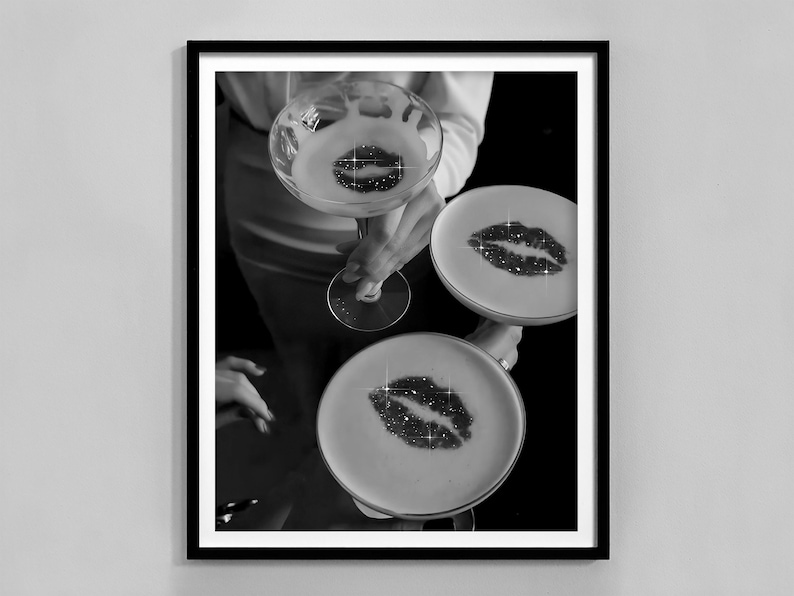Vintage champagne Glass Print, Black And White, Bar Cart Poster, Cocktail Wall Art, Luxury Poster, Vintage Bar Decor, Digital Download