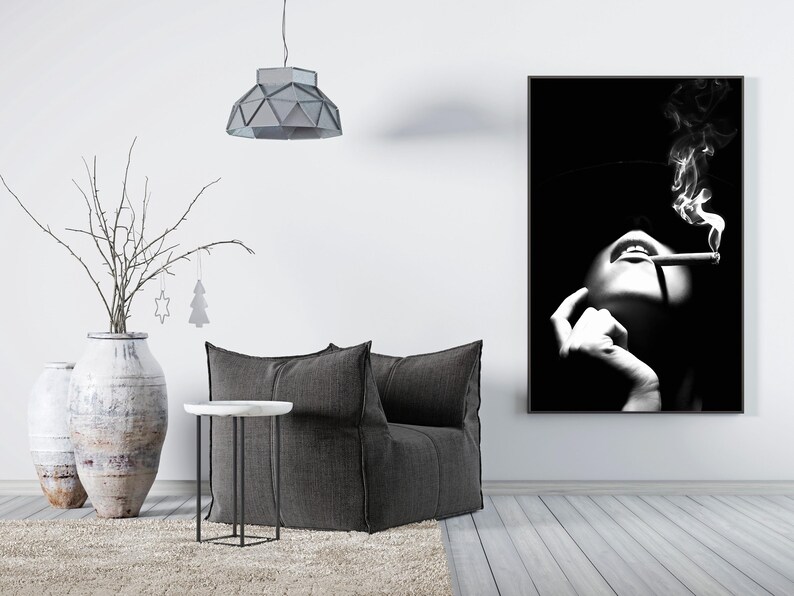 Woman Smoking Print, Black And White, Hypebeast Poster, Fashion Wall Art, Luxury Prints, Digital Download, Trendy Room Decor, Y2k Poster