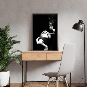 Woman Smoking Print, Black And White, Hypebeast Poster, Fashion Wall Art, Luxury Prints, Digital Download, Trendy Room Decor, Y2k Poster