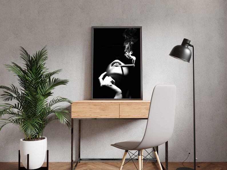 Woman Smoking Print, Black And White, Hypebeast Poster, Fashion Wall Art, Luxury Prints, Digital Download, Trendy Room Decor, Y2k Poster