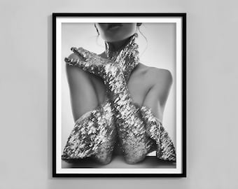 Luxury Fashion Poster, Black And White, High Fashion Print, Fashion Wall Art, Feminist Print, Digital Download, Chic Room Decor, Trendy Art