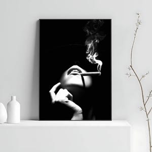 Woman Smoking Print, Black And White, Hypebeast Poster, Fashion Wall Art, Luxury Prints, Digital Download, Trendy Room Decor, Y2k Poster