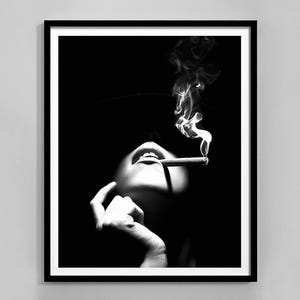 Woman Smoking Print, Black And White, Hypebeast Poster, Fashion Wall Art, Luxury Prints, Digital Download, Trendy Room Decor, Y2k Poster
