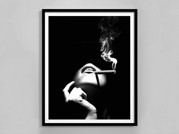 Woman Smoking Print, Black And White, Hypebeast Poster, Fashion Wall Art, Luxury Prints, Digital Download, Trendy Room Decor, Y2k Poster