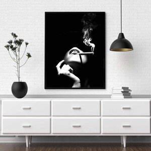 Woman Smoking Print, Black And White, Hypebeast Poster, Fashion Wall Art, Luxury Prints, Digital Download, Trendy Room Decor, Y2k Poster
