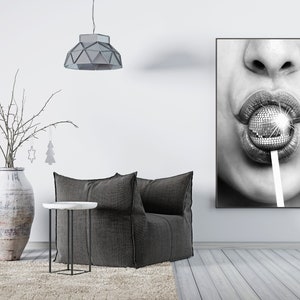 Minimalist Disco Ball Poster, Black And White, Disco Lollipop Print, Trendy Wall Art, Chic Room Decor, Wall Art Disco Ball, Digital Download