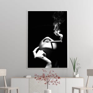 Woman Smoking Print, Black And White, Hypebeast Poster, Fashion Wall Art, Luxury Prints, Digital Download, Trendy Room Decor, Y2k Poster