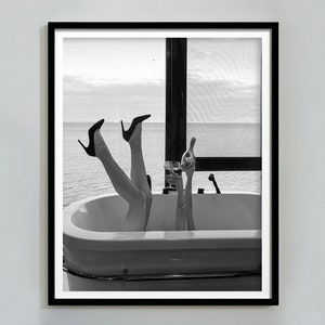 Woman Drinking Martini in Bathtub Poster, Black And White, Feminist Print, Girl Bathroom Decor, Digital Download, Martini Print, Bathtub Art