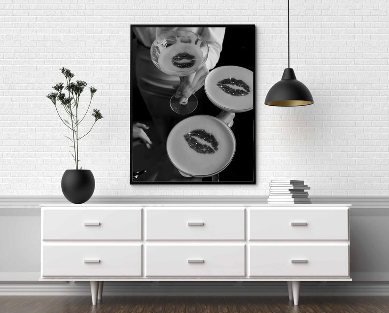 Vintage champagne Glass Print, Black And White, Bar Cart Poster, Cocktail Wall Art, Luxury Poster, Vintage Bar Decor, Digital Download