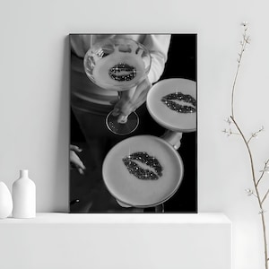 Vintage champagne Glass Print, Black And White, Bar Cart Poster, Cocktail Wall Art, Luxury Poster, Vintage Bar Decor, Digital Download