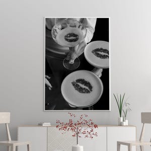 Vintage champagne Glass Print, Black And White, Bar Cart Poster, Cocktail Wall Art, Luxury Poster, Vintage Bar Decor, Digital Download