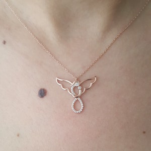 Angel Necklace, Mother and Child Pendant, 925 Sterling Silver Angel Necklace, Infinity Necklace, Postpartum Mom Gift, New Mother Necklace