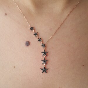 Celestial Starburst , Shooting Stars, Black Star Pendant, Heavenly Jewelry, Gift for Mom, 925 Sterling Silver, Gift for Woman, Gift for Her