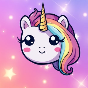 Cute Holographic Unicorn Rainbow Vinyl Sticker for party favors