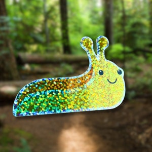 Glittery Kawaii Banana Slug Vinyl Sticker