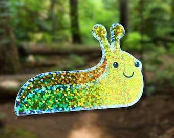 Glittery Kawaii Banana Slug Vinyl Sticker