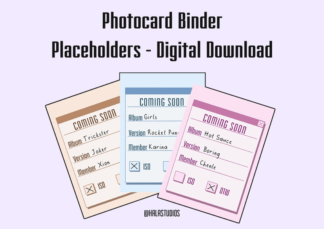 DIGITAL DOWNLOAD Photocard Binder Placeholders Stray Kids 