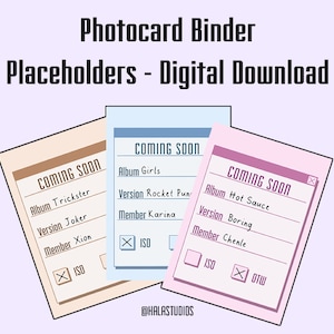 Kpop Photocard Binder Placeholders | CYFROWE POBIERANIE / DO DRUKU | książka kolekcjonerska | segregator kpop | wypełniacze segregatora