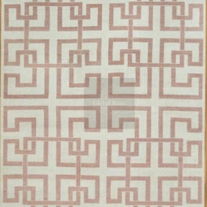 Greek Key or Meander Pattern Brown and Beige Wool Color Rugs.