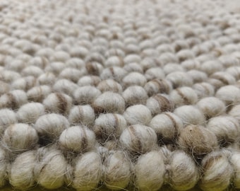 Handwoven Chunky Wool Pebble Rug, Natural Cream, Scandinavian Decor