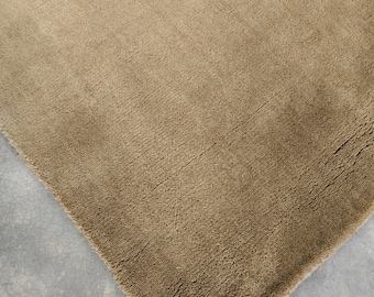 Handloom Rug, Camel Tan Rug, Neutral Beige Area Rug, Solid Minimalist Rug, Modern Contemporary Rug, Custom Size Handmade Rug