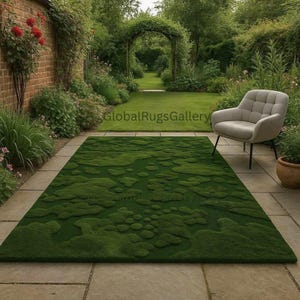Deep Green With Olive Green 3D Moss Effects Tufted Rug Natural Forest Green Area Rug Plush Forest Inspired Floor Cover Organic Green Floor