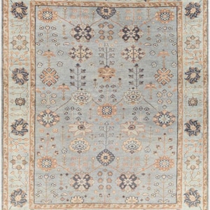 Hand Knotted Wool Rug, Gray Rust Rug, Oushak Rug, Wool Area Rug for living room rug, bedroom rug,Dining area rug,Area Rug,Handmade Area Rug