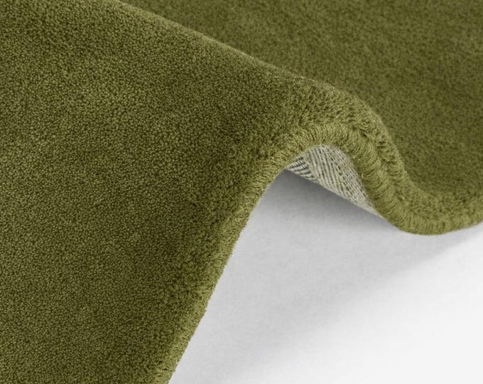 Handmade Olive Green Wool Rug | Minimalist Home Decor