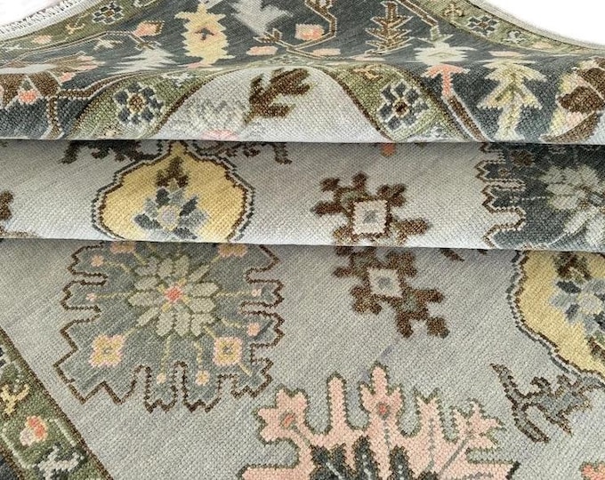 Vintage Turkish Wool Rug, 9x12 ft, Floral Medallion Design