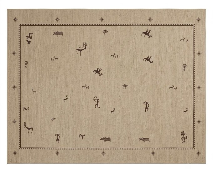 Minimalist Tribal Rug, Handmade Wool Rug, Beige Area Rug, Scandinavian Area Rug, Neutral Living Room Rug, Modern Bedroom Carpet