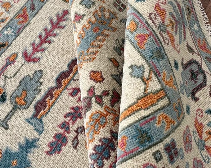 Hand Knotted Wool Rug | Tree of Life, Boho Turkish Floral