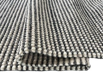 Handwoven Wool Rug, Neutral Gray Cream, Textured Flat Weave