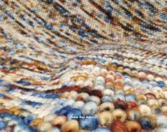 Handmade Wool Pebble Rug: Chunky Knotted Multicolor Boho Carpet