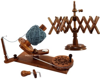 Handmade Rosewood Yarn Winder and Swift Set: Knitting & Crocheting