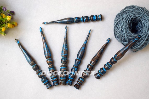 Handmade Ergonomic Wooden Crochet Hooks for Arthritic Hands set of