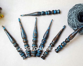 Handmade Ergonomic Wooden Crochet Hook Set: Beechwood Yarn Needles (4-10mm)