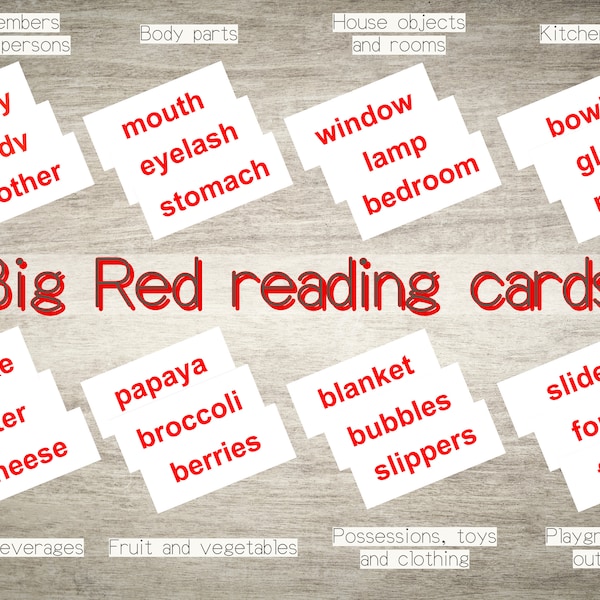 500 tarjetas flash del programa de lectura Big Bold Red