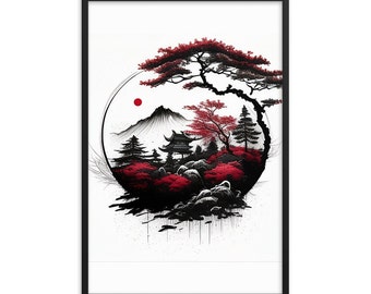 Jardín Japonés Período Edo Arte mural de Japón Impresión japonesa Grabados japoneses - Grabados de sala de estar - Decoración de pared