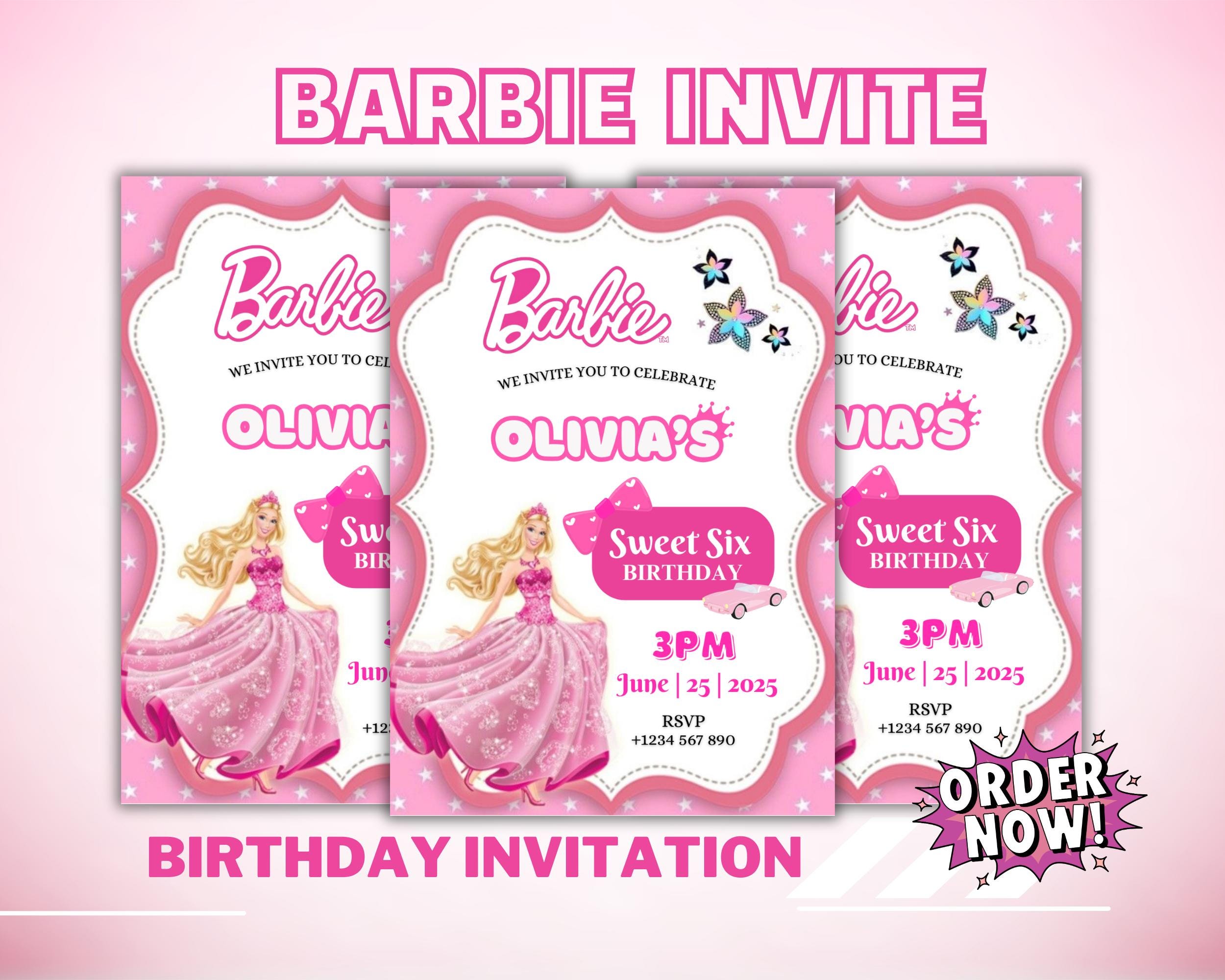 Editable Barbie Birthday Invitation, Fashion Doll Party (PDF/JPG) - Etsy